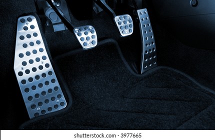 Sport car chrome pedals (toned in blue)