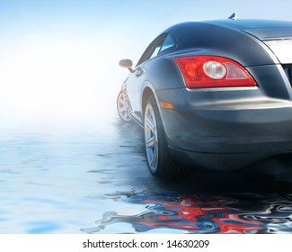 Sport Car Reflected In Water