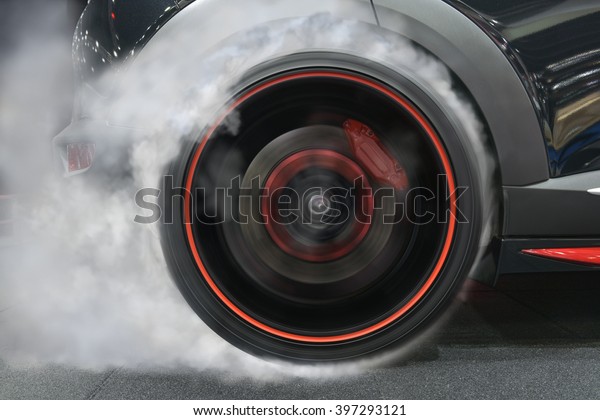 Sport Car Wheel Drifting Smoking On Stock Photo (Edit Now) 397293121