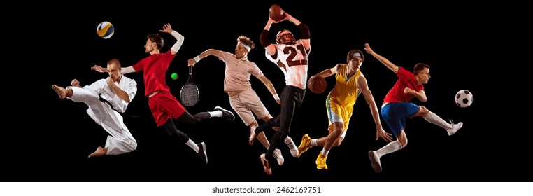 Sport collage. Active, young people, professional sportsmen of different kinds of sport training against white background. Concept of healthy lifestyle, professional sport, team, fitness. Ad - Powered by Shutterstock