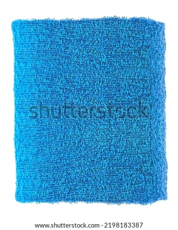 Sport cotton sweatband isolated on a white background. Blue wristband.