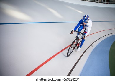 Sport. Cyclist Has A Traning On A Velodrome