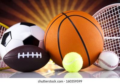 Sports Balls Equipment Winner Background Stock Photo (Edit Now) 1352194430