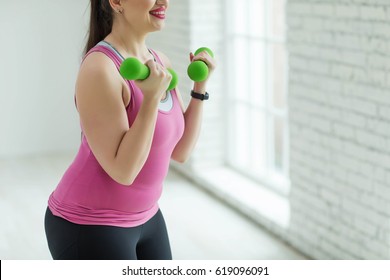 Sport and fat woman
