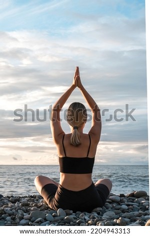 Similar – Image, Stock Photo Women doing pilates on the beach