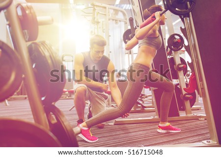 Similar – Foto Bild Frau beim Training im Fitnessstudio mit Gewichten