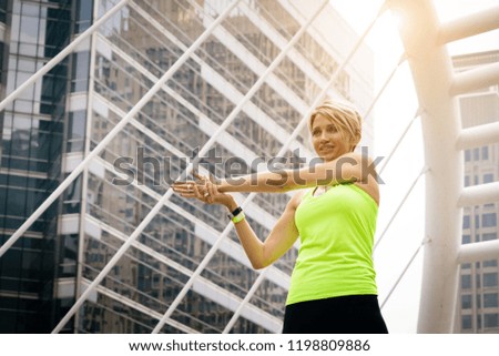 Sport girl exercise in city, healthy in the morning