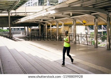 Sport girl exercise in city, healthy in the morning