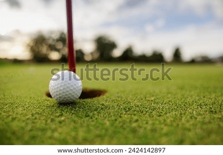 The sport of golf and the elements used in its practice, irons, tee and flagstick.
