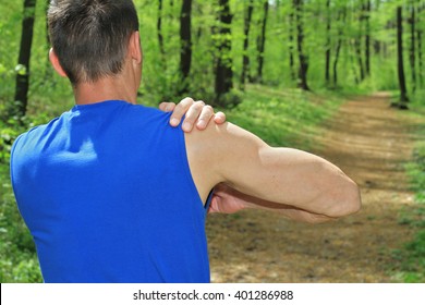 Sport Injury, Man With Shoulder Pain