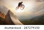 Sport. Motion biker jumps
