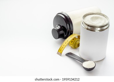 Sport Nutrition - Whey Protein Powder With Tape Measure. Top View