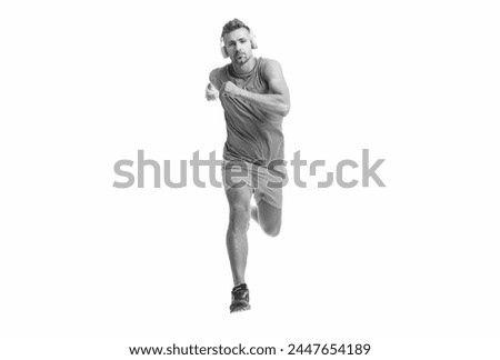 sport runner closer to the finish line after completing a marathon. runner sprinted with incredible speed. sport competition. runner at a long sport run. runner run isolated on white studio