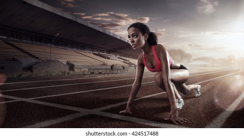 Sport. Runner On The Start Line