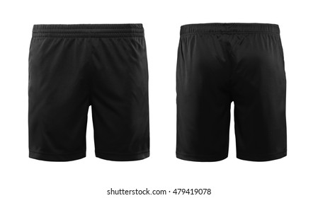 Sport shorts ,black color, front and back view isolated on white. - Shutterstock ID 479419078