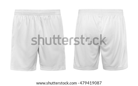 Sport shorts ,white color, front and back view isolated on white.
