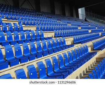 Sport Stadium Seat No People Seating On Blue Chairs Backgrounds