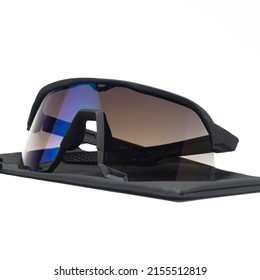 Sport Sunglasses Isolated On Black Case With White Background