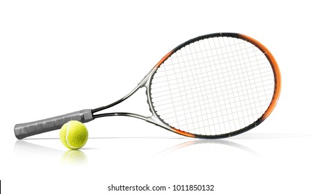 Sport. Tennis Racket And Ball. Isolated On The White Background