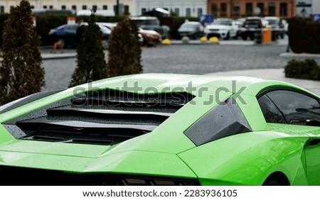 sportcar is parked in street. expensive automobile. luxury car