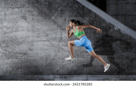 Sports background. The woman with runner on the street be running for exercise. - Powered by Shutterstock