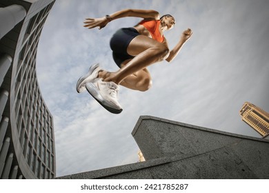 Sports background. The woman with runner on the street be running for exercise. - Powered by Shutterstock