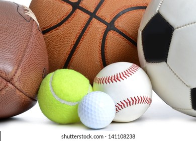 sports balls on white background