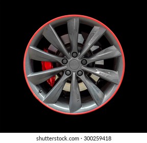 Sports Car Rim Isolated On Black Background.