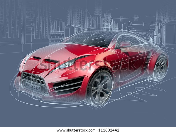 Sports car sketch.\
Original car design.