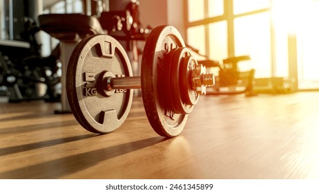 Sports dumbbell in the gym