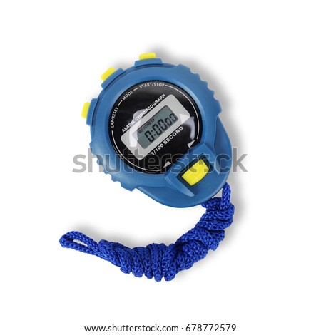 Sports equipment - Blue Digital electronic Stopwatch on a white background. Isolated