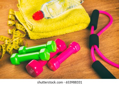 Sports Equipment. Equipment for fitness classes. Healthy lifestyle