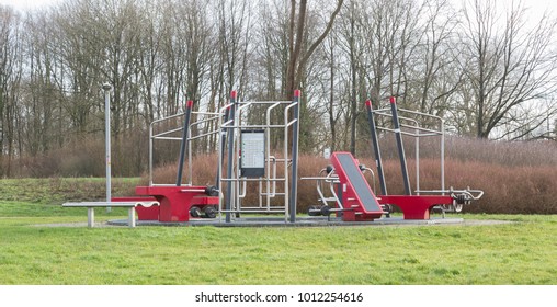 Sports equipment in a public park of the city - Shutterstock ID 1012254616