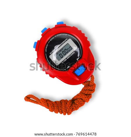 Sports equipment - Red Digital electronic Stopwatch on a white background. Isolated