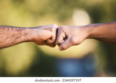 Sports, fist bump and teamwork, support and solidarity, cooperation and trust. Hands together, rugby partnership and athlete people in agreement, collaboration and deal, thank you and welcome closeup - Powered by Shutterstock