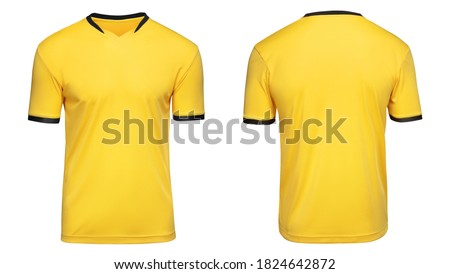 Sports football uniforms yellow shirt isolated on white background