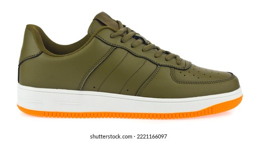 Sports green sneaker isolated on white background. Detail for design. Design elements. Macro. Full focus. Background for business cards, postcards and posters. - Powered by Shutterstock