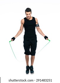 Sports Man Jumping With Skipping Rope