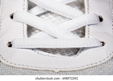 Sports Shoes Of Laces Close Up Background