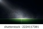 Sports stadium with a lights background, Textured soccer game field with spotlights fog midfield Concept of sport, competition, winning, action, empty area for championships, studio room, night view