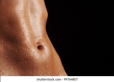sports suntanned naked stomach