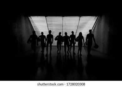 Sports Team Of Pilots In A Wind Tunnel Hangar