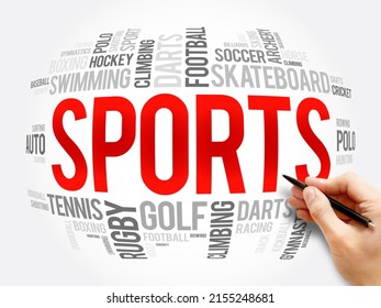 Sports word cloud collage, hobbies and leisure concept background
