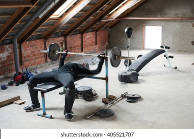 Sportsman Boxer In A Makeshift Home Gym