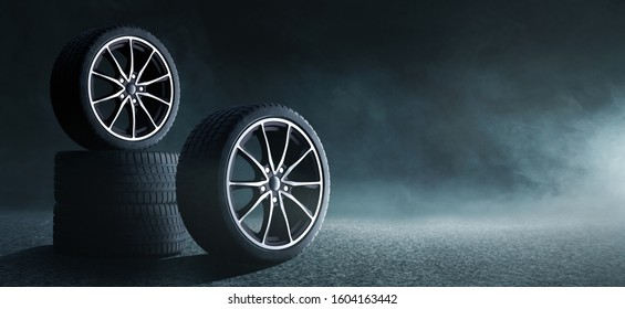 Sporty Car Tire On A Street