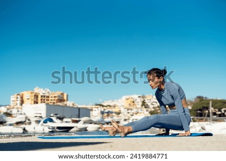 Similar – Strong Man Stretching Calf and Leaning on Wall