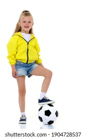 Sporty Girl Standing With Soccer Ball