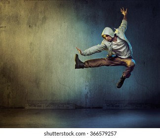 Sporty Hip-hop Dancer Jumping