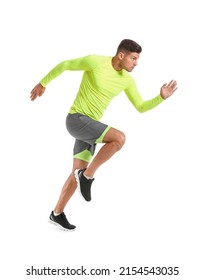 Sporty Male Runner On White Background