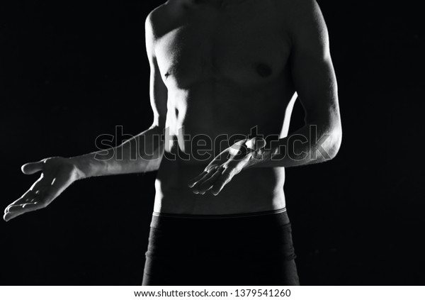 Sporty Muscular Male Response Muscular Naked Stock Photo 1379541260